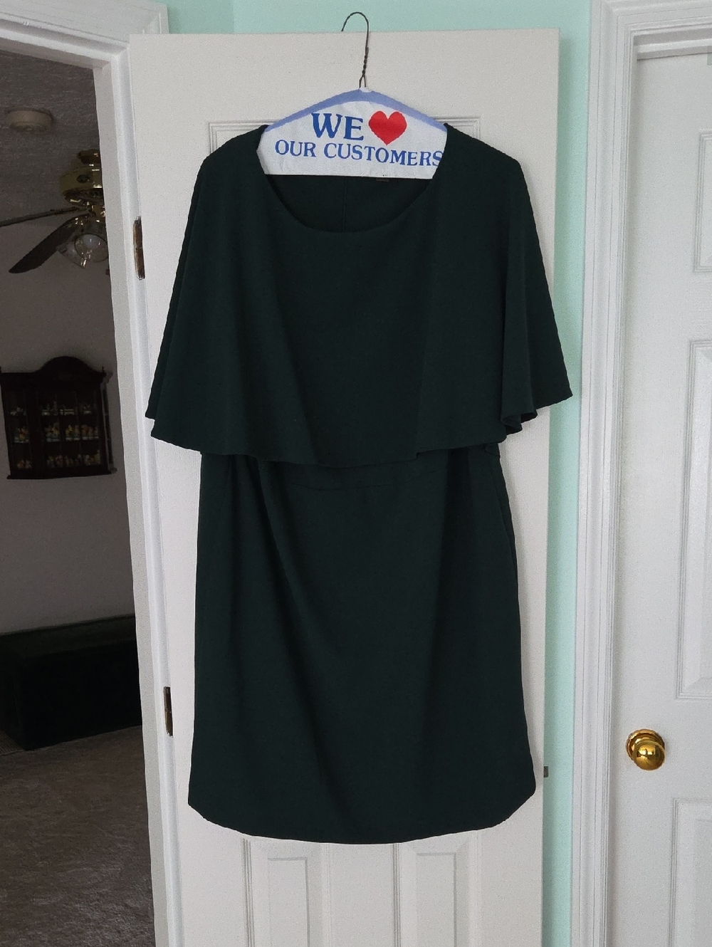 Calvin Klein Dark Green Capelet Midi Dress